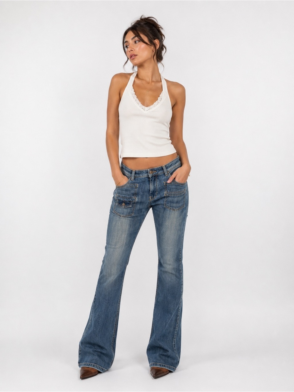 7 For All Mankind Women's Medium Blue Flared Jeans
